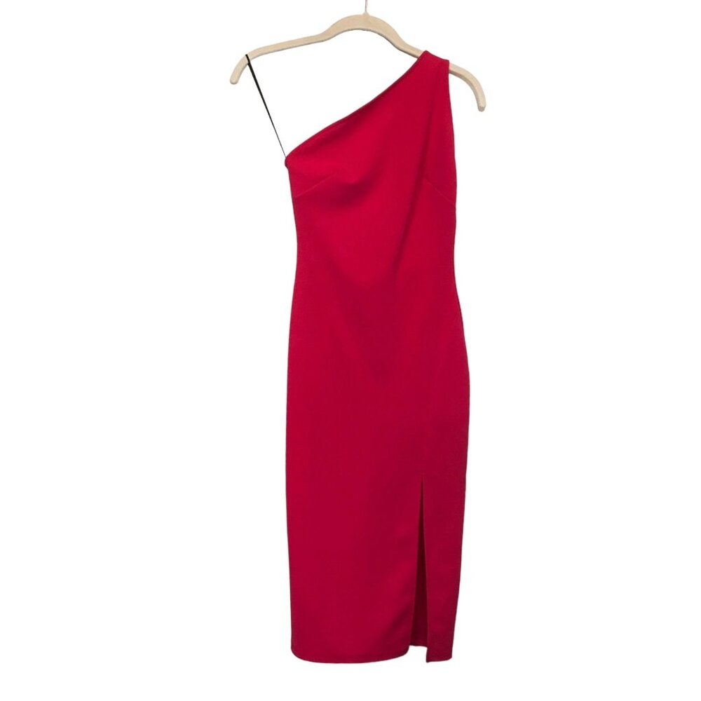 Fashion Nova Shannon One Shoulder Midi Dress in Magenta - Sz XS